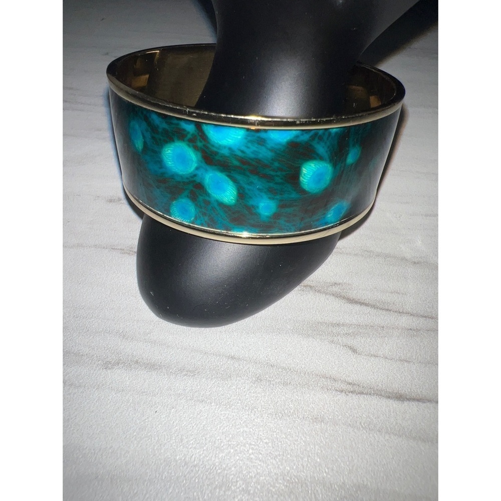 Talbots Bangle Bracelet Peacock Feather Enamel - image 2